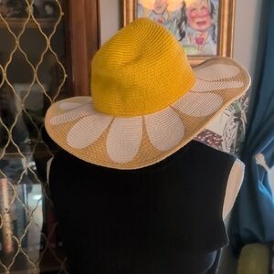 Kids San Diego Hat Company Yellow and Cream Floral Hat